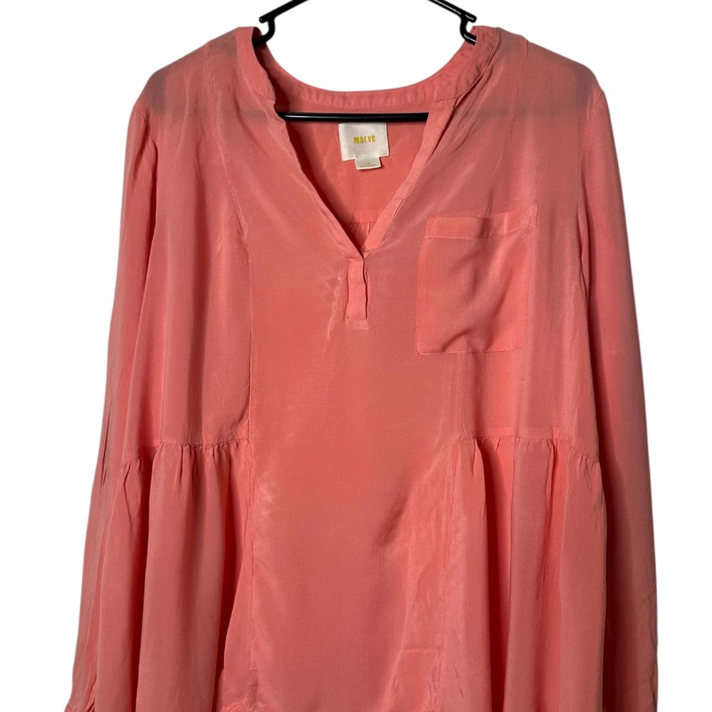 Maeve Coral V-Neck Blouse Peach Color Top